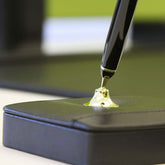 Classic Black Leather Single Pen Stand, Gold